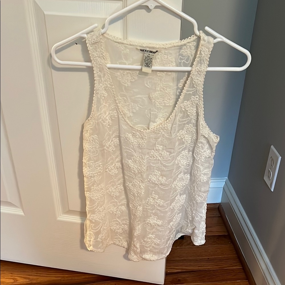 Lucky Brand Cream Sleeveless Tank Top